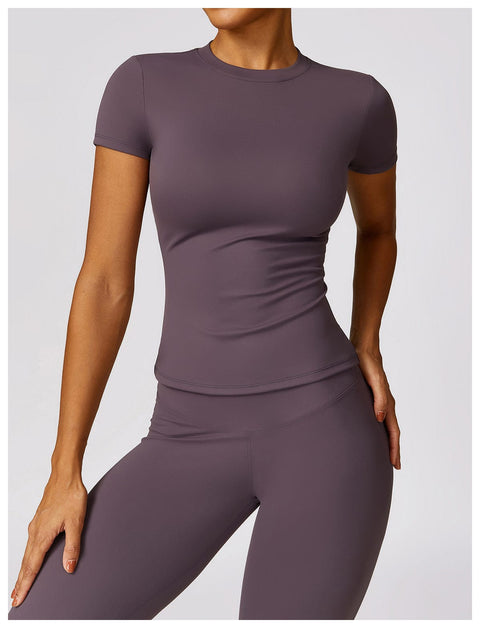 CurvyPower | UK Shirts & Tops Eggplant Purple / S Quick Dry Gym Shaping Shirt Tops for Women