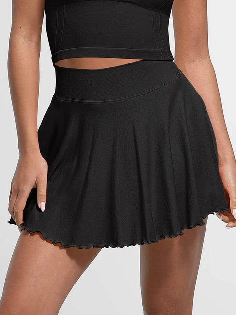 CurvyPower | UK Skirt Black / S Women's Sport Tennis Skirt with Built-In Shorts and Pockets