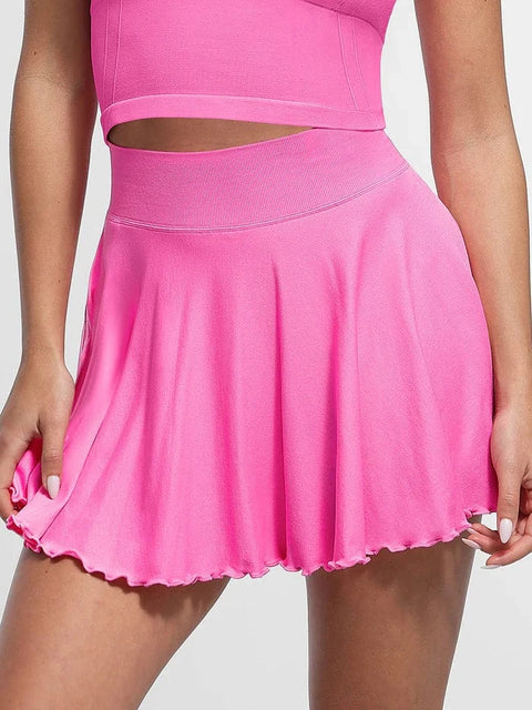 CurvyPower | UK Skirt Pink / S Women's Sport Tennis Skirt with Built-In Shorts and Pockets