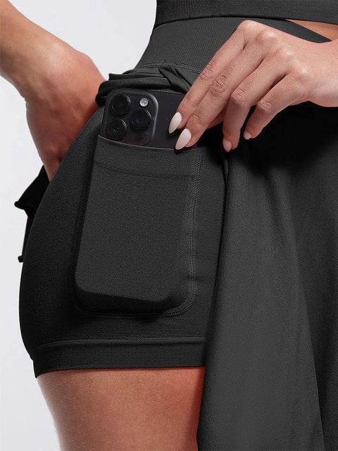 CurvyPower | UK Skirt Women's Sport Tennis Skirt with Built-In Shorts and Pockets
