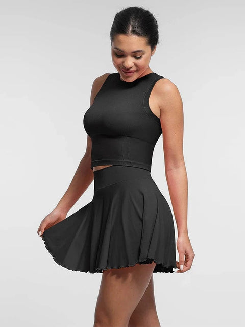 CurvyPower | UK Skirt Women's Sport Tennis Skirt with Built-In Shorts and Pockets