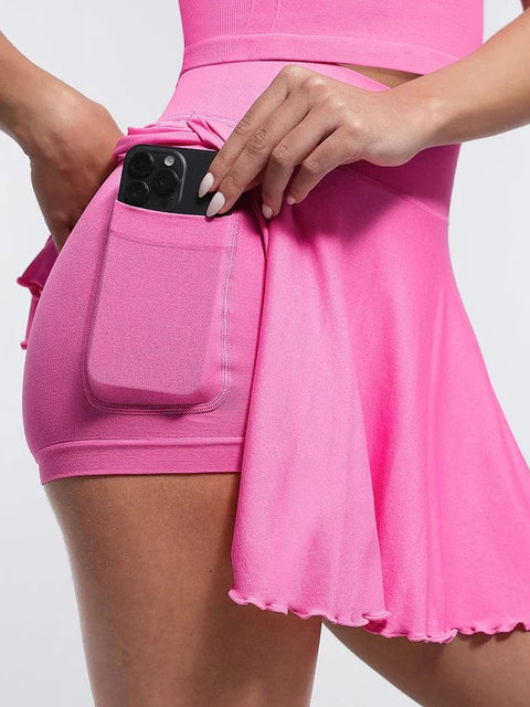 CurvyPower | UK Skirt Women's Sport Tennis Skirt with Built-In Shorts and Pockets