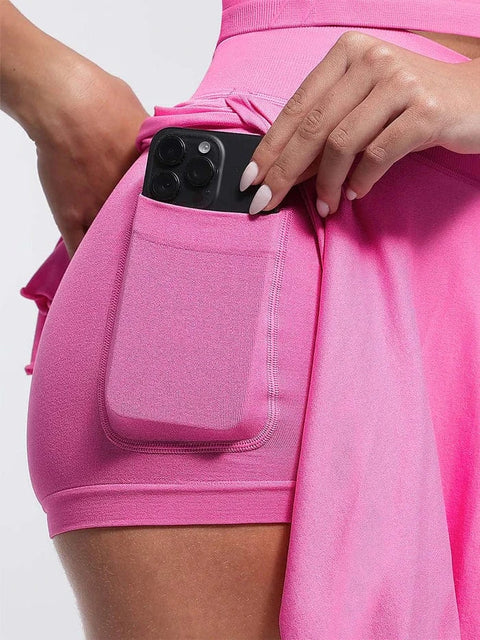 CurvyPower | UK Skirt Women's Sport Tennis Skirt with Built-In Shorts and Pockets