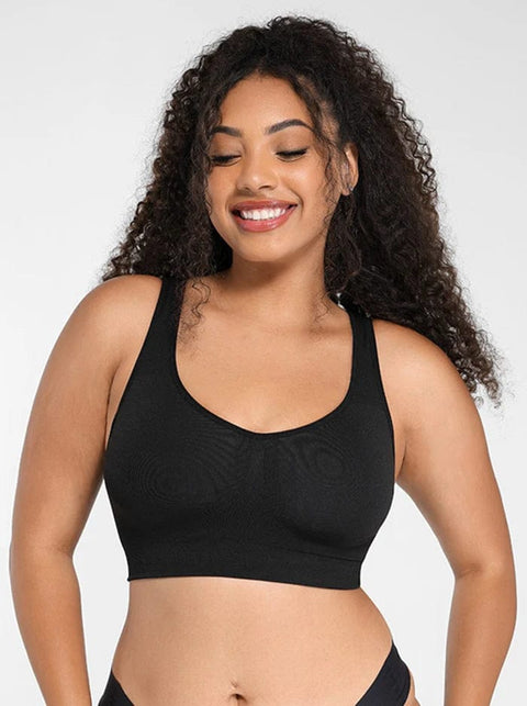 CurvyPower | UK Sports Bra Black / S Wireless Bust Support Shaper Bra with Removable Pads