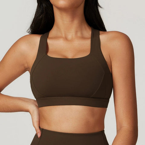 CurvyPower | UK Sports Bra Brown / S Shockproof Wireless Supportive Sports Bra for Women