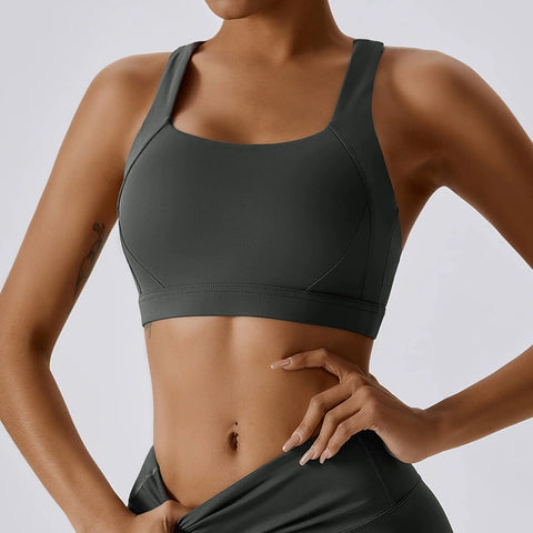 CurvyPower | UK Sports Bra Grey / S Shockproof Wireless Supportive Sports Bra for Women