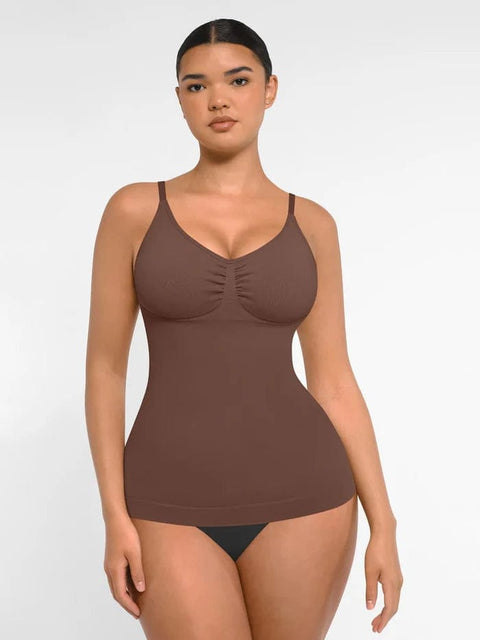 CurvyPower | UK Tank Top Dark Brown / XS Seamless Tank Top with Bust Support and Waist & Abdomen Shaping Control