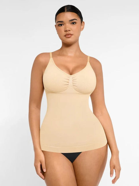 CurvyPower | UK Tank Top Light Beige / XS Seamless Tank Top with Bust Support and Waist & Abdomen Shaping Control