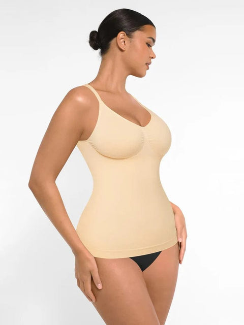 CurvyPower | UK Tank Top Seamless Tank Top with Bust Support and Waist & Abdomen Shaping Control