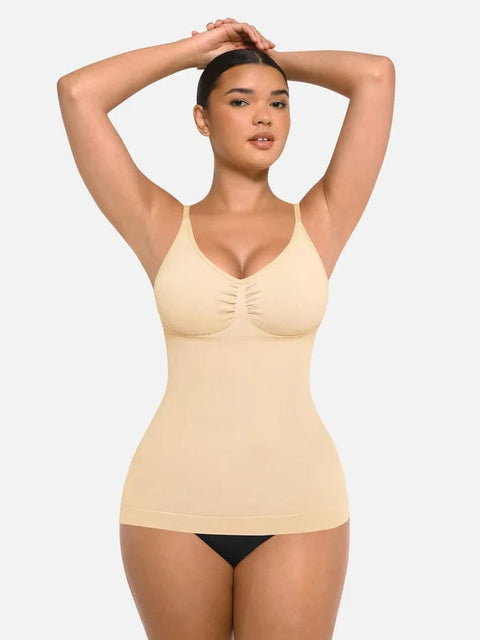 CurvyPower | UK Tank Top Seamless Tank Top with Bust Support and Waist & Abdomen Shaping Control