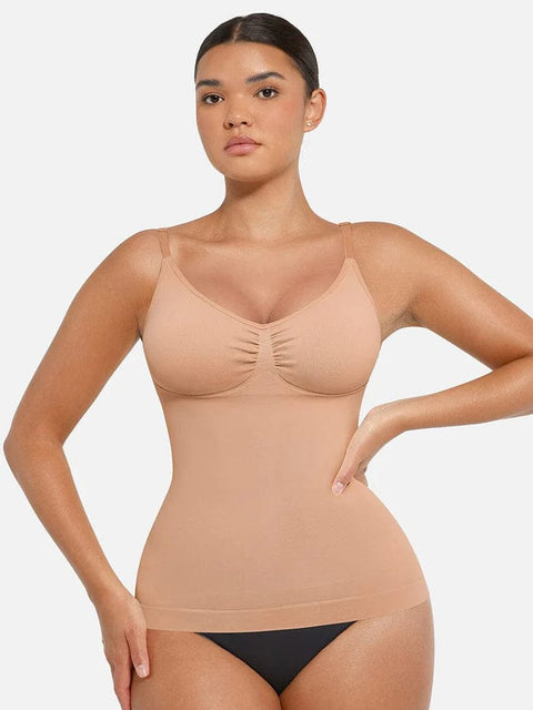 CurvyPower | UK Tank Top Seamless Tank Top with Bust Support and Waist & Abdomen Shaping Control