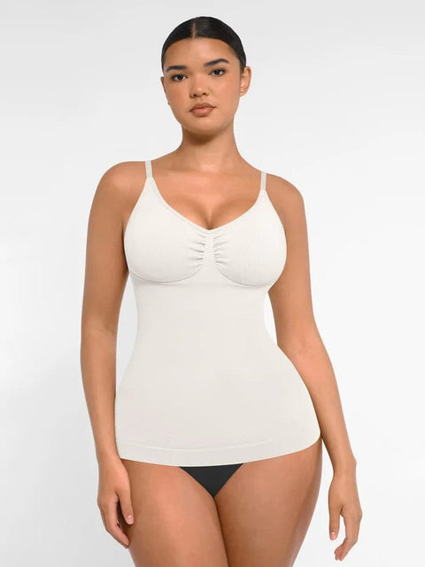 CurvyPower | UK Tank Top White / XS Seamless Tank Top with Bust Support and Waist & Abdomen Shaping Control
