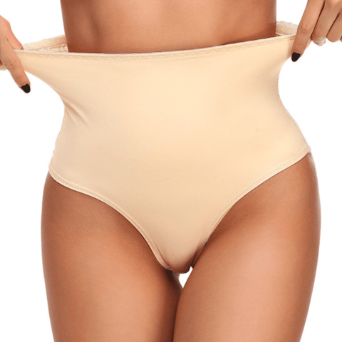 CurvyPower | UK Underwear Beige / S Seamless High Waisted T-Back Shaping Underwear