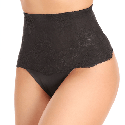 CurvyPower | UK Underwear Black / S Seamless Lace High Waist Cincher Shaping Underwear T-Back
