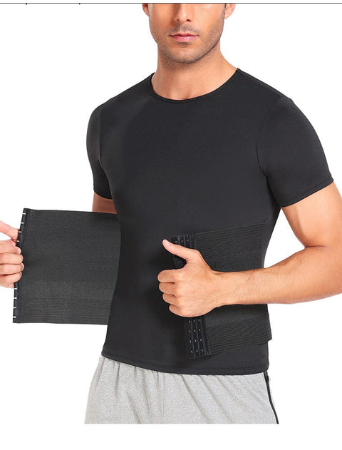 CurvyPower | UK Waist Trainer Men's Shaping T-Shirt with Built-In Waist Trainer Corset