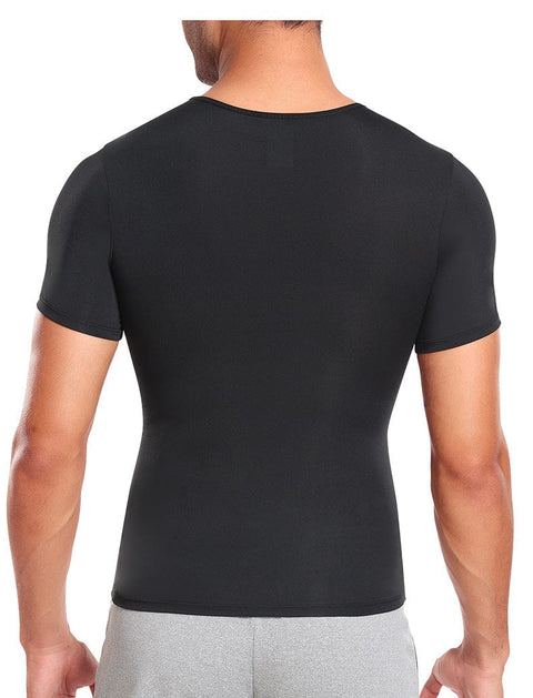 CurvyPower | UK Waist Trainer Men's Shaping T-Shirt with Built-In Waist Trainer Corset