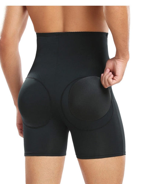 Men's High-Waist Compression Shaping Shorts Breathable Slimming Fit Black
