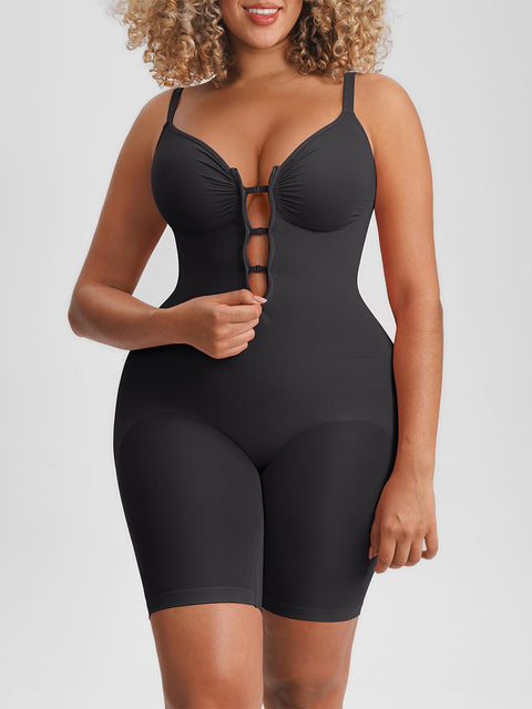 Curvypower Women's Apparel > Shapewear > Bodysuits Black / S Invisible Zip Seamless Shapewear Bodysuit with Tummy Control