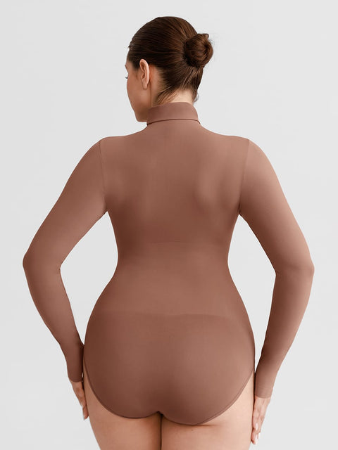 Curvypower Women's Apparel > Shapewear > Bodysuits Butter Soft Seamless Snap Turtle Neck High Stretch Shapewear Bodysuit