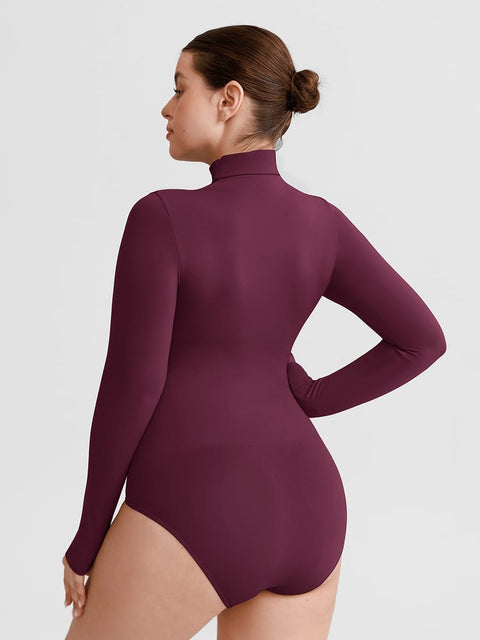 Curvypower Women's Apparel > Shapewear > Bodysuits Butter Soft Seamless Snap Turtle Neck High Stretch Shapewear Bodysuit