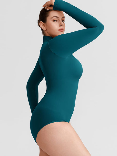 Curvypower Women's Apparel > Shapewear > Bodysuits Butter Soft Seamless Snap Turtle Neck High Stretch Shapewear Bodysuit