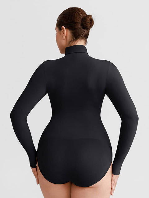 Curvypower Women's Apparel > Shapewear > Bodysuits Butter Soft Seamless Snap Turtle Neck High Stretch Shapewear Bodysuit