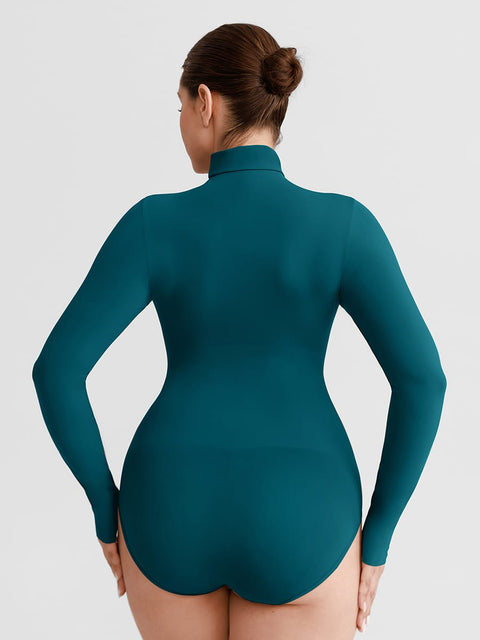 Curvypower Women's Apparel > Shapewear > Bodysuits Butter Soft Seamless Snap Turtle Neck High Stretch Shapewear Bodysuit