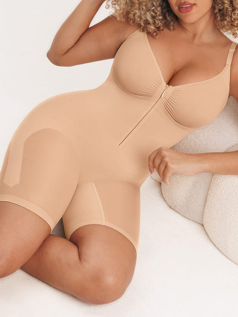 Curvypower Women's Apparel > Shapewear > Bodysuits Invisible Zip Seamless Shapewear Bodysuit with Tummy Control