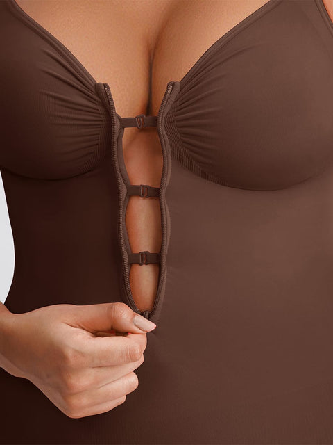 Curvypower Women's Apparel > Shapewear > Bodysuits Invisible Zip Seamless Shapewear Bodysuit with Tummy Control