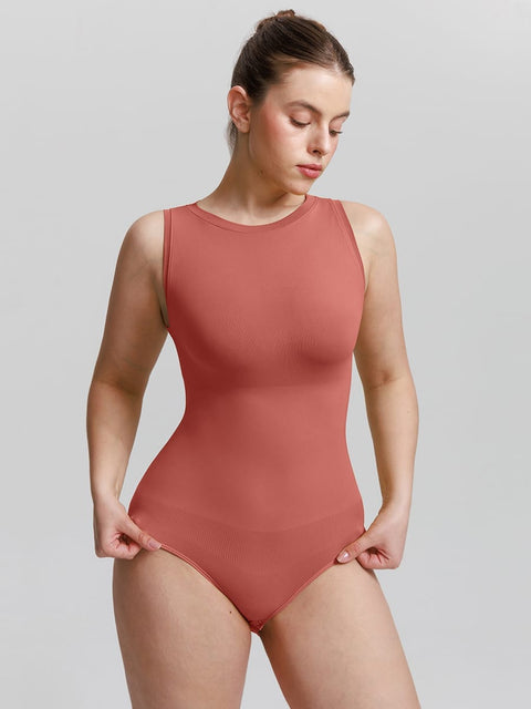 Curvypower Women's Apparel > Shapewear > Bodysuits Seamless Shapewear Bodysuit with Tummy Control & Crew Neck