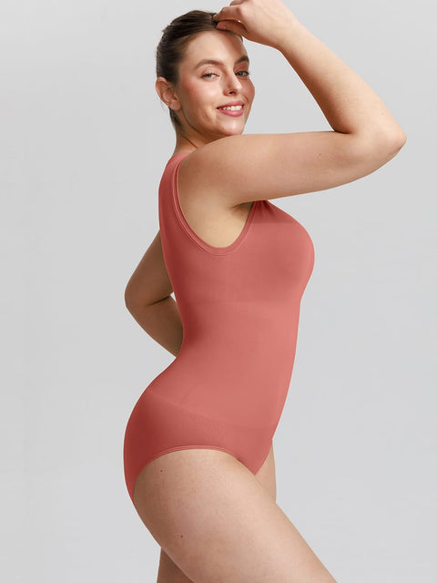 Curvypower Women's Apparel > Shapewear > Bodysuits Seamless Shapewear Bodysuit with Tummy Control & Crew Neck