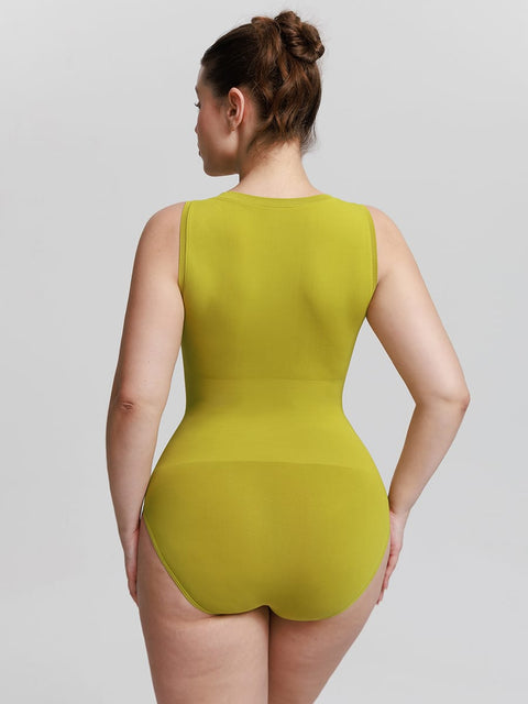 Curvypower Women's Apparel > Shapewear > Bodysuits Seamless Shapewear Bodysuit with Tummy Control & Crew Neck