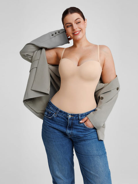 Curvypower Women's Apparel > Shapewear > Bodysuits Seamless Underwire Half Cup Shapewear Bodysuit with Removable Pads