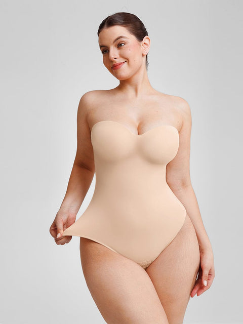 Curvypower Women's Apparel > Shapewear > Bodysuits Seamless Underwire Half Cup Shapewear Bodysuit with Removable Pads