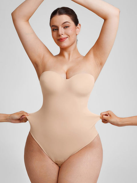 Curvypower Women's Apparel > Shapewear > Bodysuits Seamless Underwire Half Cup Shapewear Bodysuit with Removable Pads