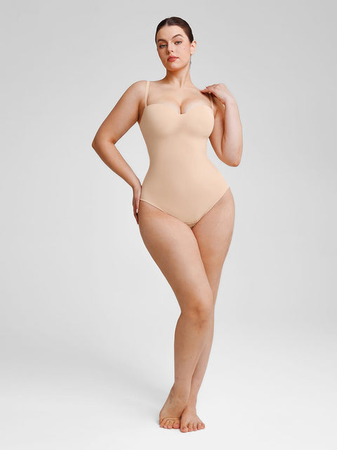 Curvypower Women's Apparel > Shapewear > Bodysuits Seamless Underwire Half Cup Shapewear Bodysuit with Removable Pads
