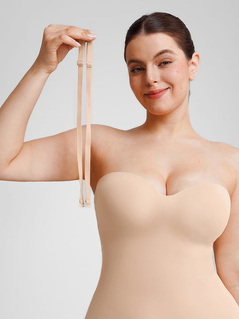 Curvypower Women's Apparel > Shapewear > Bodysuits Seamless Underwire Half Cup Shapewear Bodysuit with Removable Pads