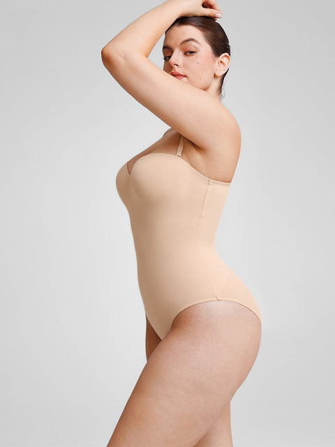 Curvypower Women's Apparel > Shapewear > Bodysuits Seamless Underwire Half Cup Shapewear Bodysuit with Removable Pads