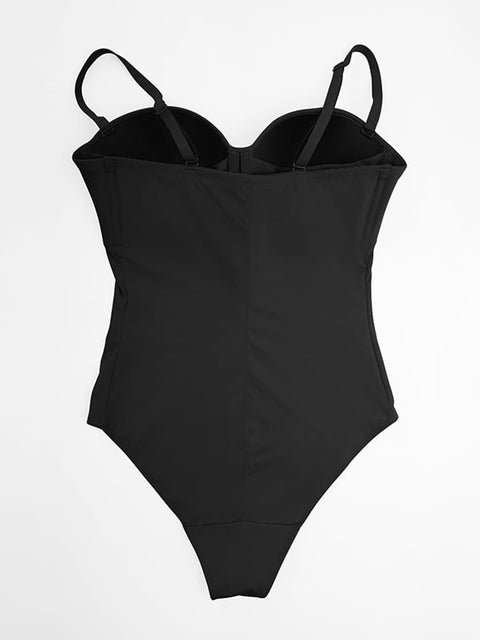 Curvypower Women's Apparel > Shapewear > Bodysuits Seamless Underwire Half Cup Shapewear Bodysuit with Removable Pads