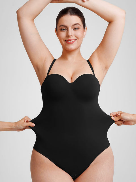 Curvypower Women's Apparel > Shapewear > Bodysuits Seamless Underwire Half Cup Shapewear Bodysuit with Removable Pads