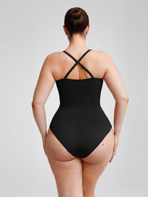 Curvypower Women's Apparel > Shapewear > Bodysuits Seamless Underwire Half Cup Shapewear Bodysuit with Removable Pads