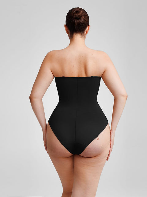 Curvypower Women's Apparel > Shapewear > Bodysuits Seamless Underwire Half Cup Shapewear Bodysuit with Removable Pads