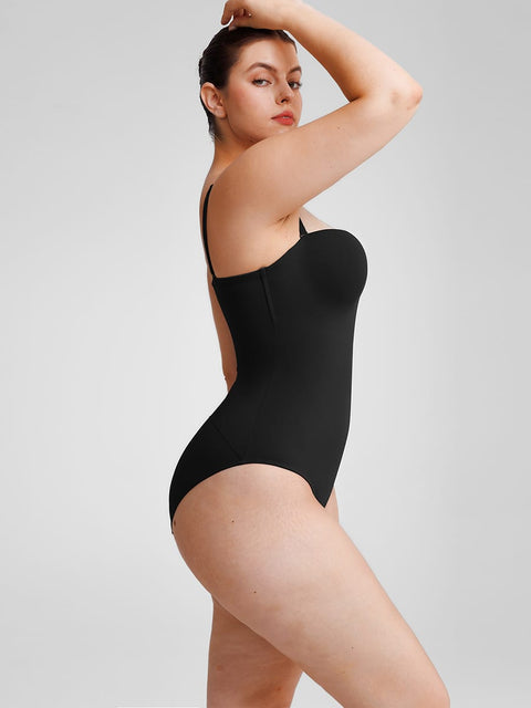 Curvypower Women's Apparel > Shapewear > Bodysuits Seamless Underwire Half Cup Shapewear Bodysuit with Removable Pads