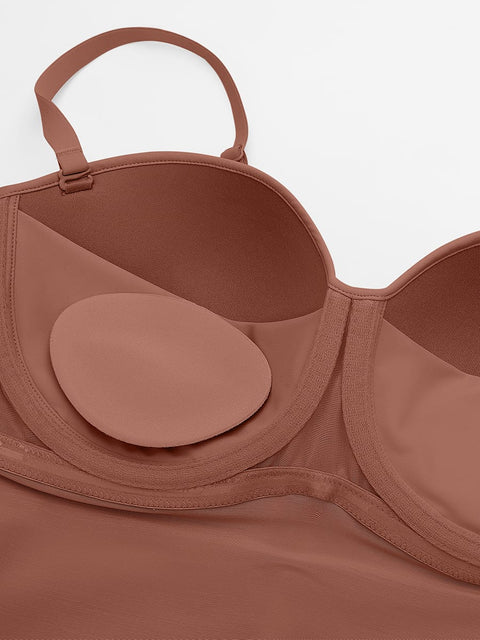 Curvypower Women's Apparel > Shapewear > Bodysuits Seamless Underwire Half Cup Shapewear Bodysuit with Removable Pads