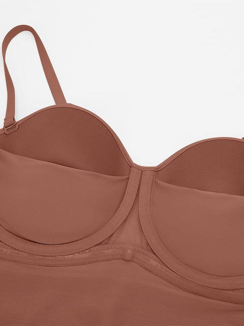 Curvypower Women's Apparel > Shapewear > Bodysuits Seamless Underwire Half Cup Shapewear Bodysuit with Removable Pads