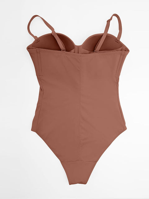 Curvypower Women's Apparel > Shapewear > Bodysuits Seamless Underwire Half Cup Shapewear Bodysuit with Removable Pads