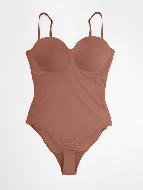 Curvypower Women's Apparel > Shapewear > Bodysuits Seamless Underwire Half Cup Shapewear Bodysuit with Removable Pads