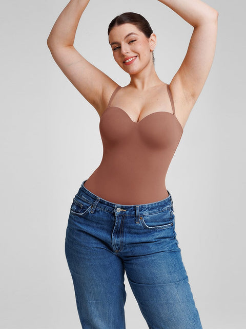 Curvypower Women's Apparel > Shapewear > Bodysuits Seamless Underwire Half Cup Shapewear Bodysuit with Removable Pads