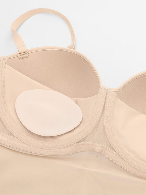 Curvypower Women's Apparel > Shapewear > Bodysuits Seamless Underwire Half Cup Shapewear Bodysuit with Removable Pads