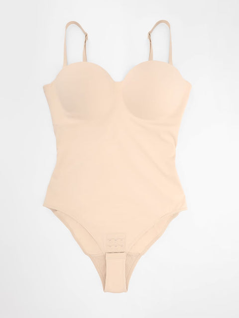 Curvypower Women's Apparel > Shapewear > Bodysuits Seamless Underwire Half Cup Shapewear Bodysuit with Removable Pads